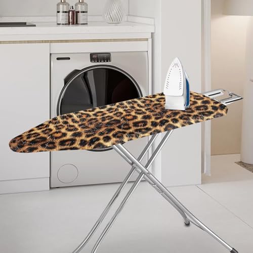 Leopard Print Ironing Board Cover and Pad 15 X 54 Thick Padding with Elastic Edge Ironing Board Pad for Standard Size Boards Table Top Ironing Board Cover Sleeve Brown - color: Leopard Print