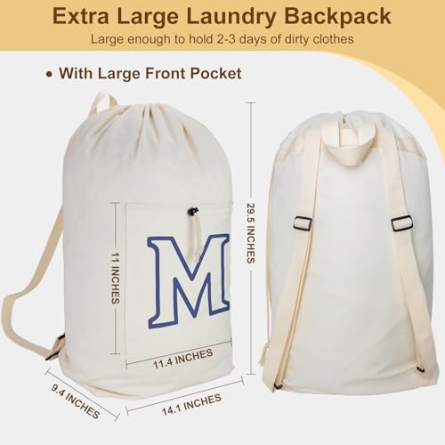 Laundry Bag Backpack Personalized Initial Canvas Laundry Bag, Letter M - color: Letter M, size: X-Large