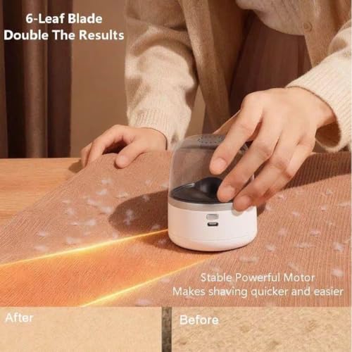 Electric Fabric Shaver – USB Rechargeable Lint Remover with 6 Blades, Safe for All Fabrics, Clothes, Sweater, Sofa & Furniture – Portable Pilling Remover for Home & Travel (Black) - color: Black