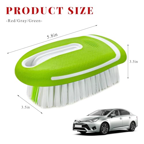 Carpet and Upholstery Cleaning Brush, Stiff Bristle Detailing Scrubber for Car Interior & Home, Portable Ergonomic Scrub Brushes for Floor Mat Carpet Leather Seat Couch (Green) - color: Green