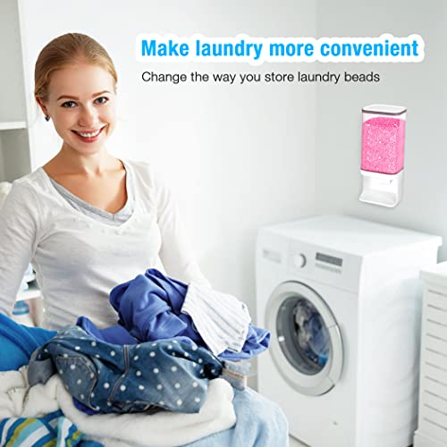 Conworld Laundry Detergent Dispenser, Wall Mounted Laundry Beads Dispenser for Scent Booster Beads, Stain Remover Powder, Bath Salts, Rice, Beans Grain and Dry Food, Laundry Scent Booster Container - color: Medium (52oz)-White
