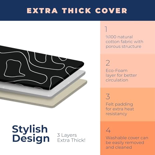 Ironing Board Compact Space Saver with Extra Thick 4 Layers Heat Resistant Cover, Foldable for Easy Storage, Height Adjustable - color: Black, size: 43"L x 13"W