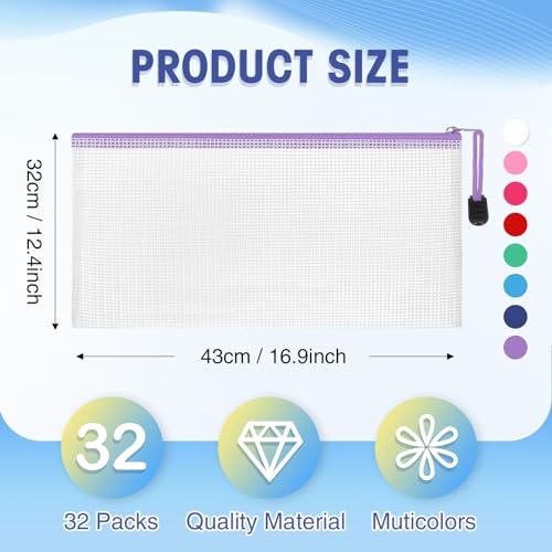 Jetec 32 Mesh Zipper Bags Bikini, Classic Color, 9.5 x 4.5 Inch, 32 Pcs - color: Classic Color, size: 9.5 x 4.5 Inch