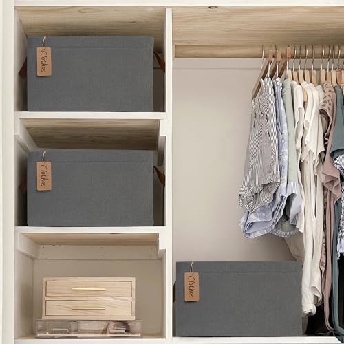 CHICVITA 20L Fabric Storage Bins for Shelves, Metal Frame, 2Pack, Grey - color: Grey, size: 14 ¾" L x 10 ¼" W x 8 ¼" H