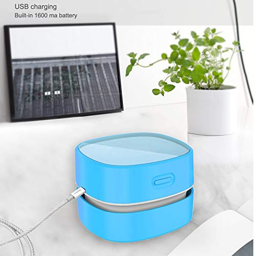 ODISTAR Desktop Vacuum Cleaner,Mini Table dust Sweeper Energy Saving,High Endurance up to 400 mins,Cordless&360º Rotatable for Cleaning Hairs,Crumbs,Computer Keyboard of Kid Gift(Blue Charging) - color: Blue Charging, size: 3.1 Inch