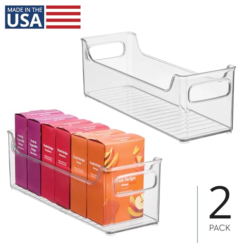 iDesign Stackable Plastic Pantry Bin with Handles, Set of 2, Clear - size: 14.5" x 5" x 5", Set of 2, style: Pack of 2