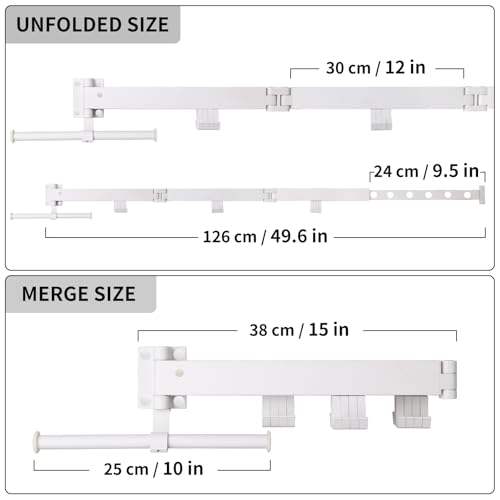 RFOUO Wall Mounted Clothes Drying Rack Tri-Fold, White - color: White-upgrade