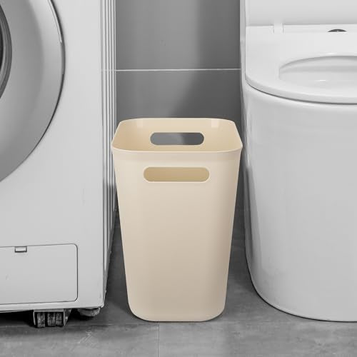 Plastic Small Bathroom Trash Can Wastebasket, 3.5 Gallon, Beige, 2 Pack - color: Beige, size: 3.5 Gallon/2 Pack