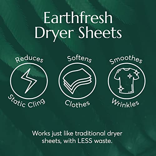Cleanomic Earthfresh Fabric Softener Sheets Dryer Sheets, Softens & Removes Static Cling, Vegan Laundry Softener With Essential Oils -Fragrance Free