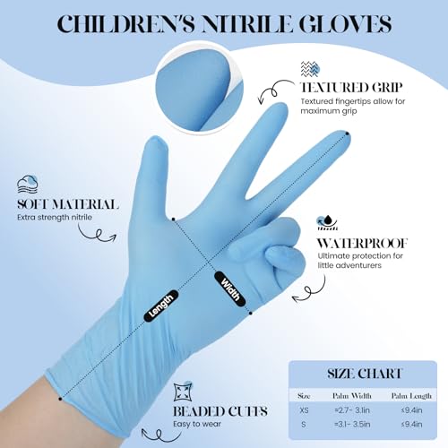 Kids Disposable Gloves, 5-Mil Safe Blue Nitrile, XS, 50Ct - color: Blue of 50pcs, size: X-Small