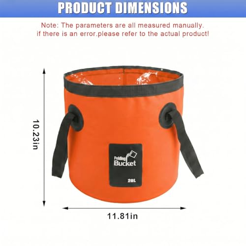 5 Gallon Collapsible Bucket with Handle for Car Washing (Orange) - color: Orange
