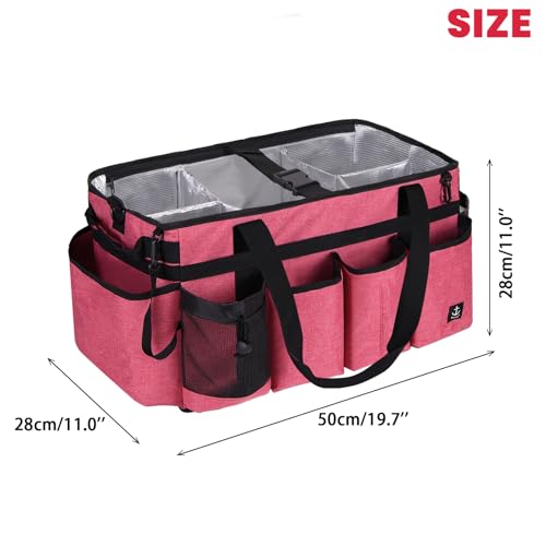 Extra large Cleaning Caddy Bag Built-in hard plastic Aluminum foil lining - color: Pink