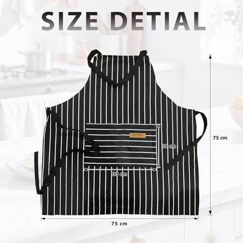VALOME 2 Pack Kitchen Aprons with Pockets, Cooking Chef Apron for Men Women - color: Black & Black