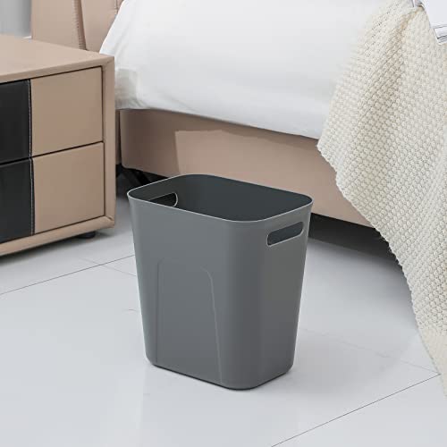 UUJOLY Plastic Small Bathroom Trash Can Wastebasket, 3.5 Gallon, Dark Grey - color: Dark Grey, size: 3.5 Gallon