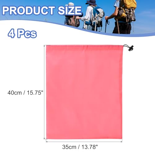 Drawstring Bag with Toggle, Stuff Sack String Waterproof Travel Storage Bags Cinch Stuff Pouch -Fitting for (Gym/Traveling/Hiking/Yoga/Office/Shoes) 16 x 14 & 4 Pack & Pink - color: Pink, size: 16 x 14"