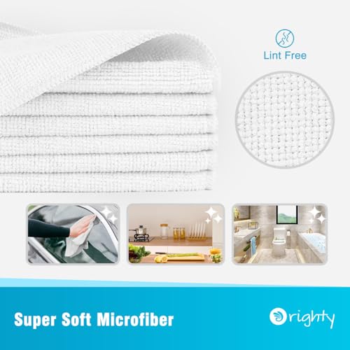 Orighty Microfiber Cleaning Cloth, Cleaning Rags, 12 Pack, 12x11 in, White - color: White, size: 12 Pack