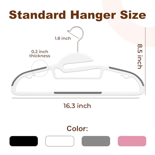 HOUSE DAY Slim Plastic Hangers with Non Slip Rubber Pads, 50 Pack, White - color: White + Grey, size: 50 Pack