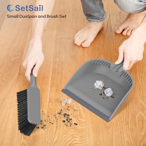 SetSail Small Dustpan and Brush Set with Teeth for Pets Care,Grey - color: Gray