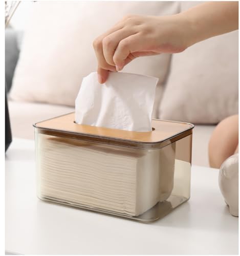 Tissue Box Cover, Bamboo Dryer Sheet Holder, Rectangular/Round Dryer Sheet Dispenser for Storage on Bathroom Vanity, Countertop, Bedroom Dresser (Rectangular/Gray)