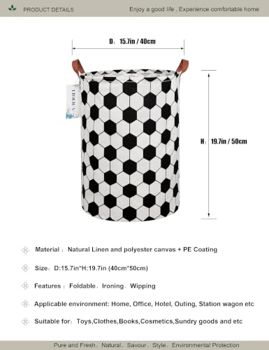 Round Geometric Hexagon Laundry Basket Hamper for Youth,Teens,Adults - color: Hexagon Football