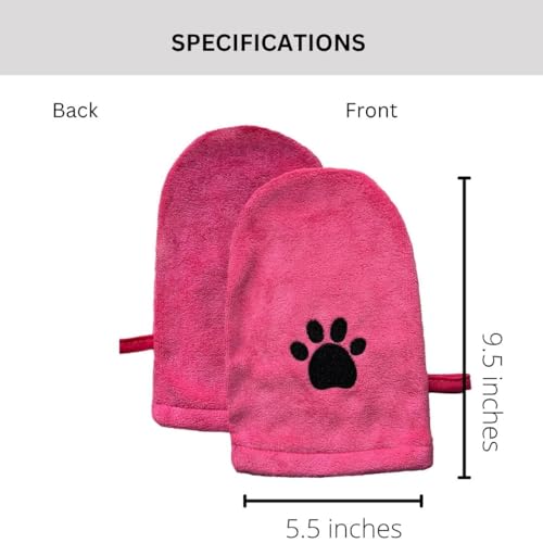 Penny & Niko Microfiber Pet Towel Mitts - Paw Cleaning and Drying Mitts/Gloves for Dogs and Cats (Pink, Standard - 2 Pack) - color: Pink, size: Standard - 2 pack