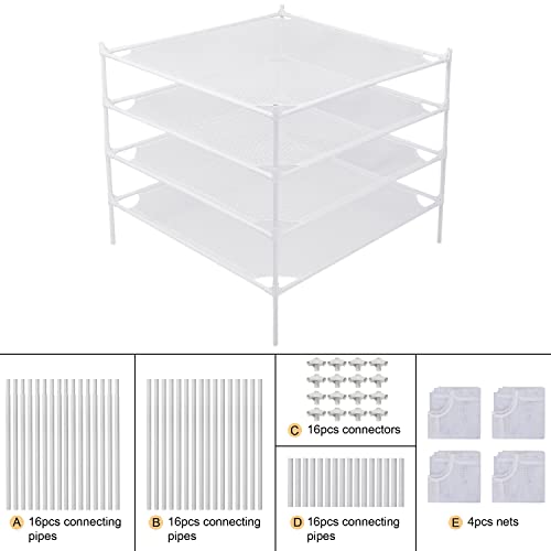 4-Layer Mesh Sweater & Clothes Drying Rack Indoor Outdoor White - size: 4-Layer