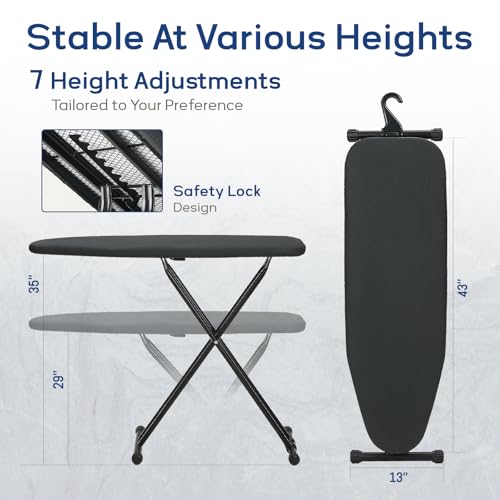 Ironing Board 43x13 with Iron Rest, RAINHOL Black Full Size Iron Board - color: Black, size: 43"L x 13"W