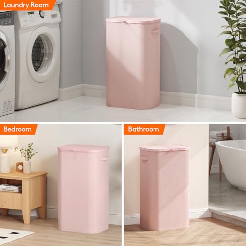 Lifewit 105L Large Laundry Hamper with Lid, Removable Inner Bag, Pink - color: Pink, size: 105L