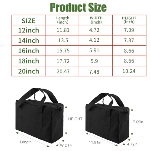 Small Tool Bag, Close Top Wide Mouth Tool Organizer Bag, Large Tool Bags - color: black, size: 18 Inch