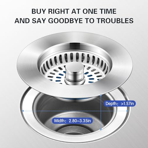 3 in 1 Kitchen Sink Drain Strainer,Upgraded 304 Stainless Steel Pop-up Sink Drain Strainer Kitchen Drain Strainer Cover