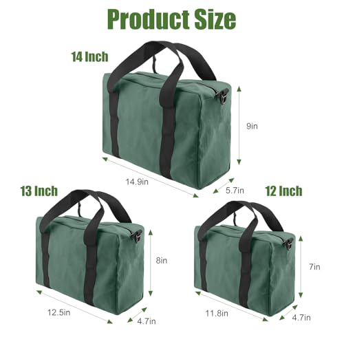 Small Tool Bag, Close Top Wide Mouth Tool Organizer Bag, Large Tool Bags - color: DarkGreen, size: 20 Inch