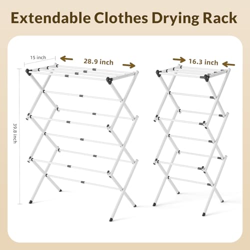 Clothes Drying Rack Collapsible,Heavy Duty Foldable Laundry Rack for Drying Clothing,3-Tier Space Saving Drying Rack Clothing for Indoor Outdoor Bathroom Apartment - color: White