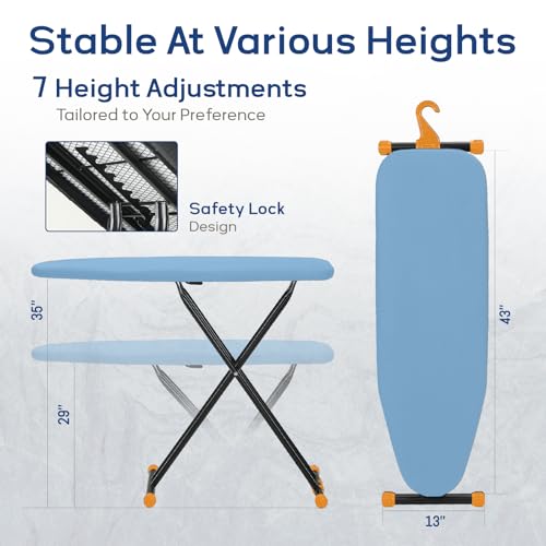 RAINHOL Compact Full Size Ironing Board 43x13 Blue - color: Blue, size: 43"L x 13"W