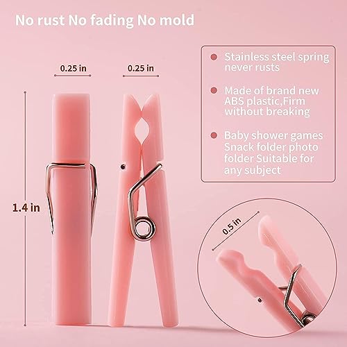 60PCS Baby Shower Clothespin Games Plastic Mini Clothes Pins 1.4 inch for Party Decorations(Pink + Blue) - color: Pink + Blue