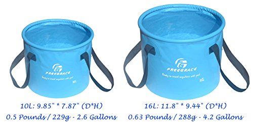 Freegrace Collapsible Water Bucket 10L Portable Camping Sink and Wash Basin - color: Sky Blue, size: 10L