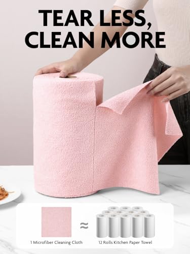 Fantasticlean Microfiber Cleaning Cloth Rolls- 150 Sheets (2 Rolls of Pink) - color: Pink, size: 150 pack