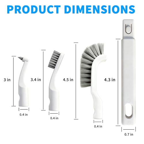 Small Scrub Brush, Hard Bristle Crevice Cleaning Brush Set with 6Pcs Brush Heads & 2Pcs Handles, Multifunctional Grout Scrubber Tools for Kitchen, Bathroom, Sink, Corner, Mug and Blender - style: 8-Pieces Kit
