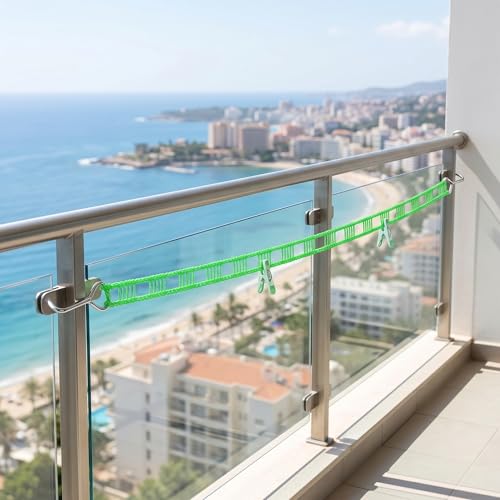 3 Rolls Clotheslines Portable Anti-Slip & Windproof Clothesline with Hooks Strong Durable Windproof Nylon Laundry Clothes Line for Indoor Outdoor Camping Travel, 16ft/Roll