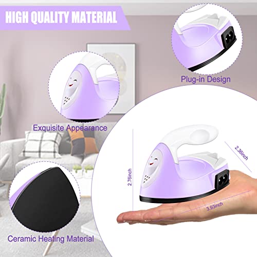 Mini Heat Press Small Iron Portable Heat Press Machine Mini Craft Iron with Charging Base Accessories for DIY T-Shirts, Shoes, Bag and Hats Heat Transfer Vinyl Projects (Light Purple)