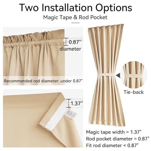Vatge Beige Sidelight Curtains for Front Door - Sidelight French Door Curtains for Patio/Entryway, 1 Panel, W12 x L72, Beige - color: Beige, size: 12"W x 72"L (Pack of 1)