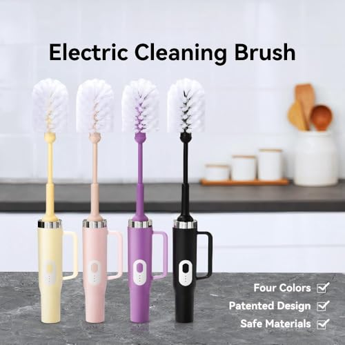 Rechargeable Electric Bottle & Cup Brush, 360° Thorough Cleaning Without Blind Spots, Suitable for Baby Bottles, 64-Ounce Mugs, Straws, Wine Glasses, etc., Easy to Air-Dry and Portable - color: White