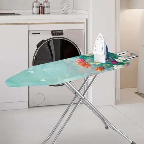 Flashideas Floral Ironing Board Cover and Pad 15x54 Inch Standard Ironing Board Cover with Elastic Edge and Hook and Loop Fasteners Scorch and Stain Resistant Cotton - color: Floral 1