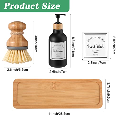 Zopeal 4 Pcs Dish Soap Hand Soap Dispenser with Bamboo, Frosted Black - color: Frosted Black