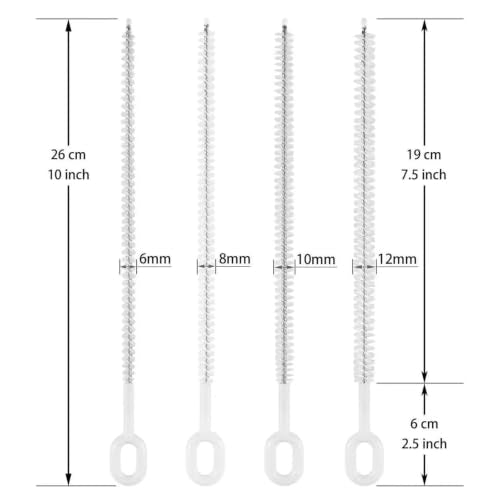4-Pack Straw Tube Brush Set Stainless Steel 304 Long Handle