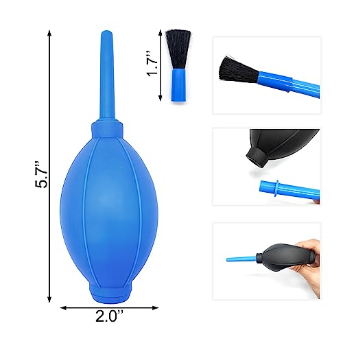 Medsuo 2 PCS Air Blowers with Soft Brush, Camera Air Bulb Duster Brush