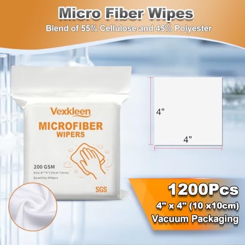 4" x 4" Durable & Absorbent Microfiber Wipes (400 Pcs, 200GSM) - size: 4" x 4" (Pack of 400)