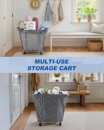 PLKOW 320L Rolling Laundry Cart with Wheels, Grey - color: Grey-320L