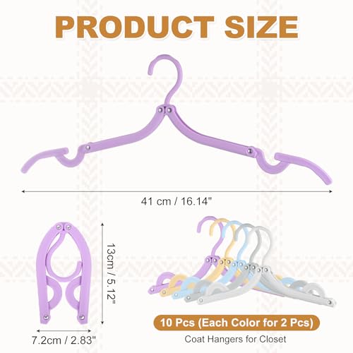 uxcell 10 Pcs Portable Travel Hangers, Plastic Foldable Hangers Cruise Essentials Clothes Drying Rack for Camping Flying Suitcase Travel Accessory Road Trip, Purple/White/Gray/Blue/Yellow - color: Purple/White/Gray/Blue/Yellow