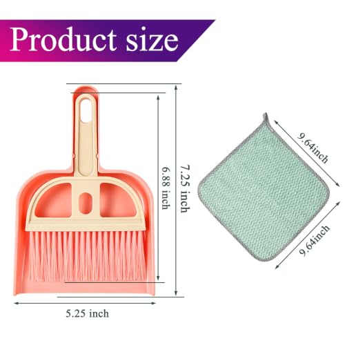 Lamoutor 3 Pack Mini Hand Broom and Dustpan Set Small Dust Pans with Brush Set Cleaning Tool for Desk, Car and Animal Waste Mixed Color - size: Small