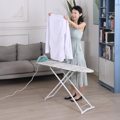 Ironing Board, Height Adjustable Smooth Edge Good Load-Bearing Non-Slip Clothes Ironing Board with Folding Legs (White) - color: White